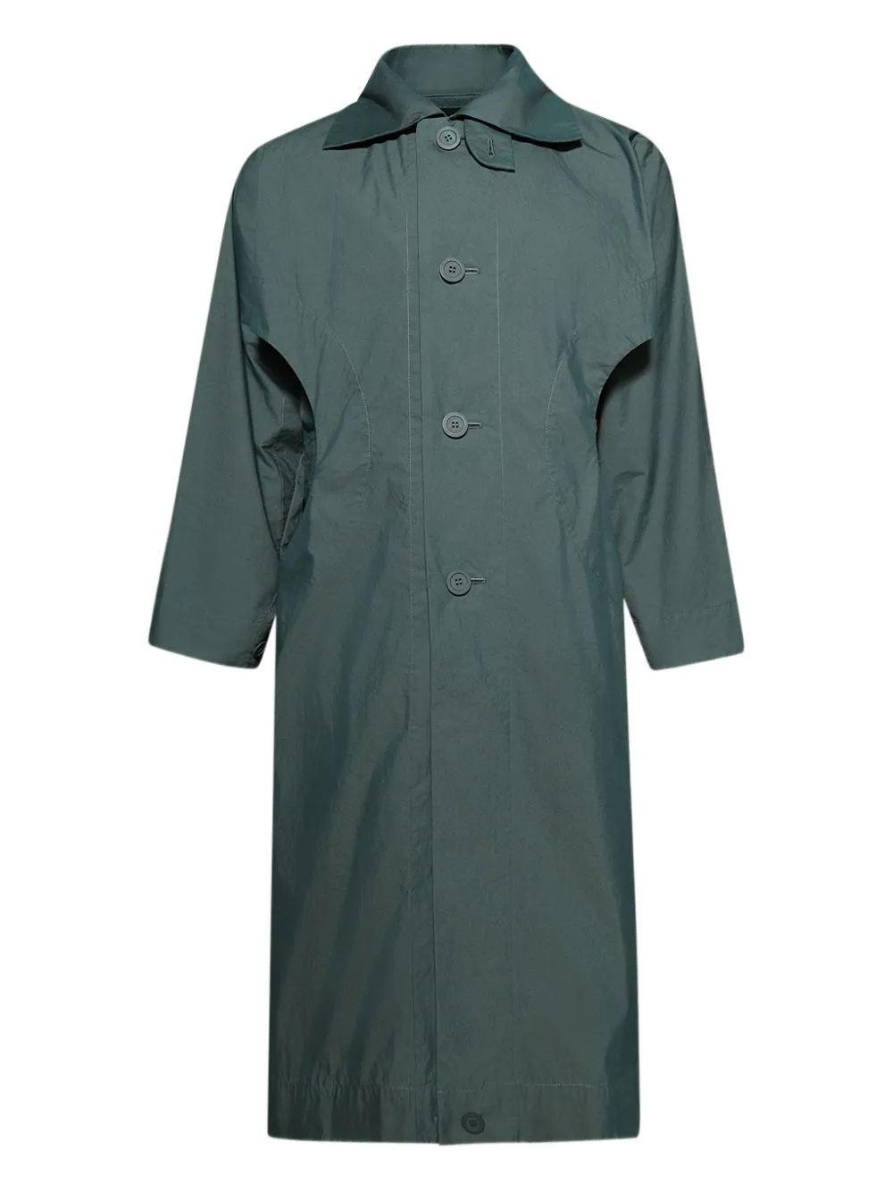 Issey Miyake Cavity button belted coat | Green | Image 1