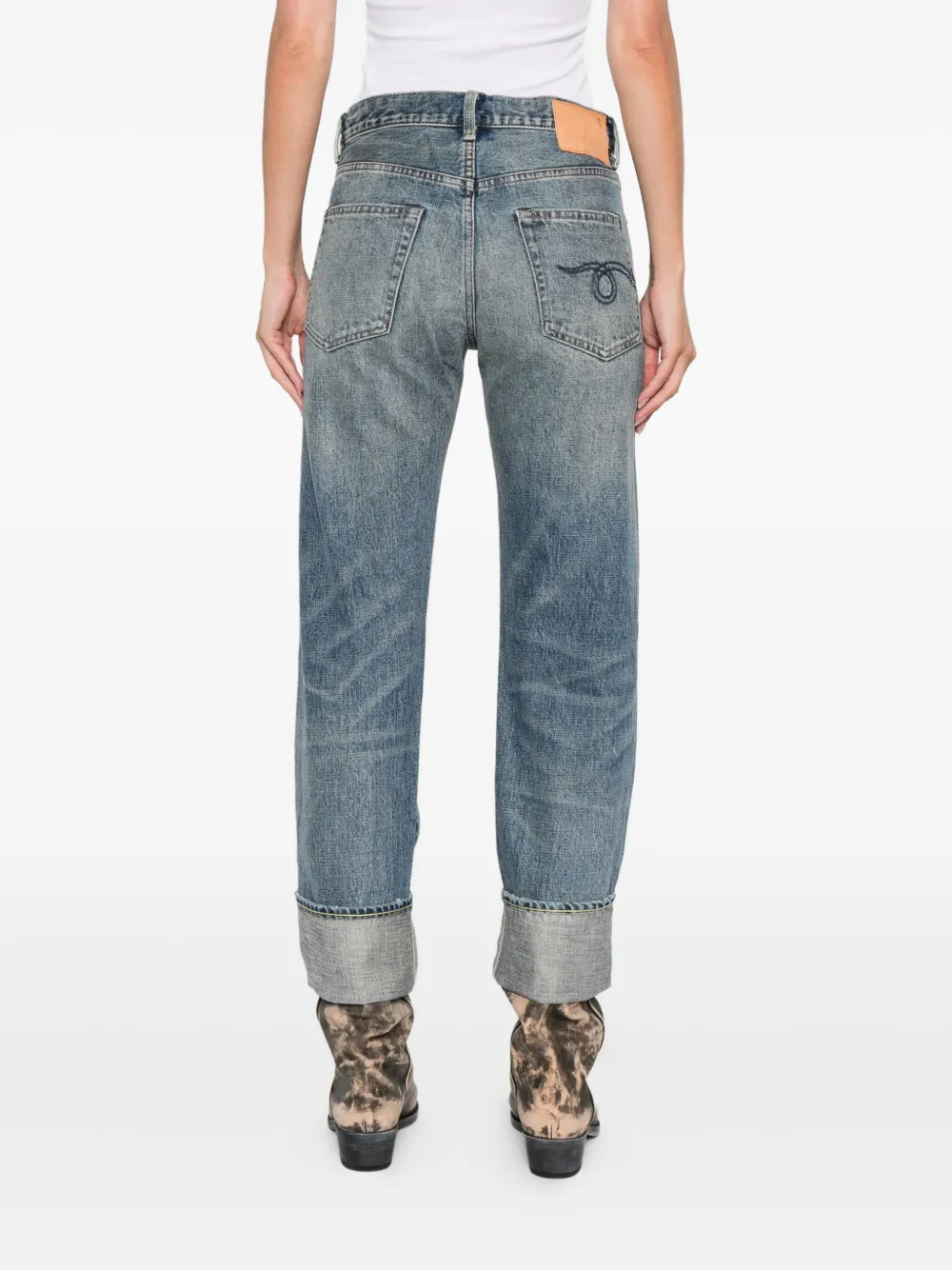 R13 logo-patch jeans Blauw