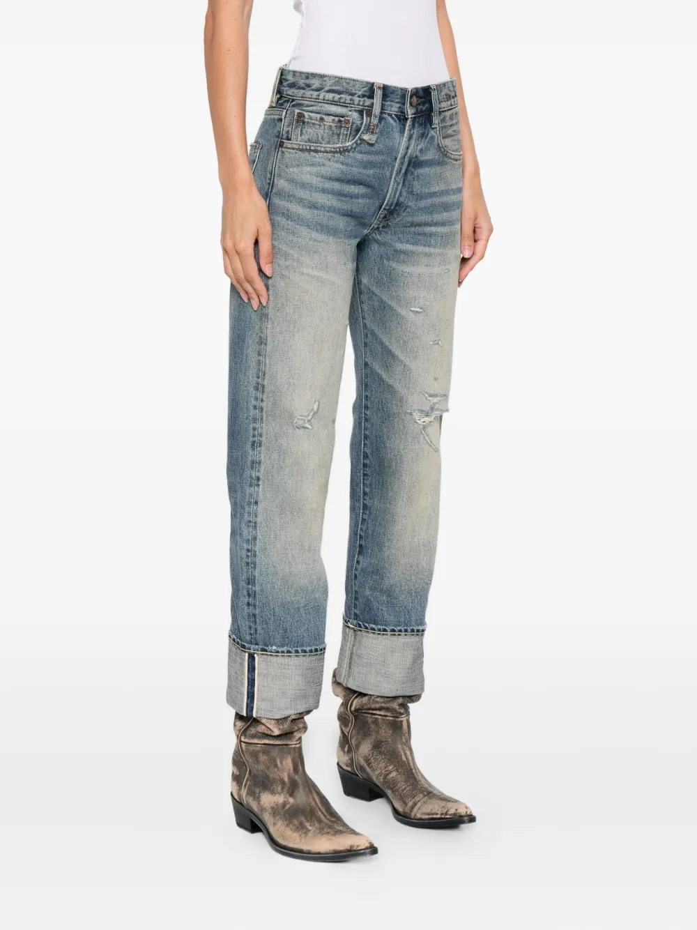 R13 logo-patch jeans Blauw