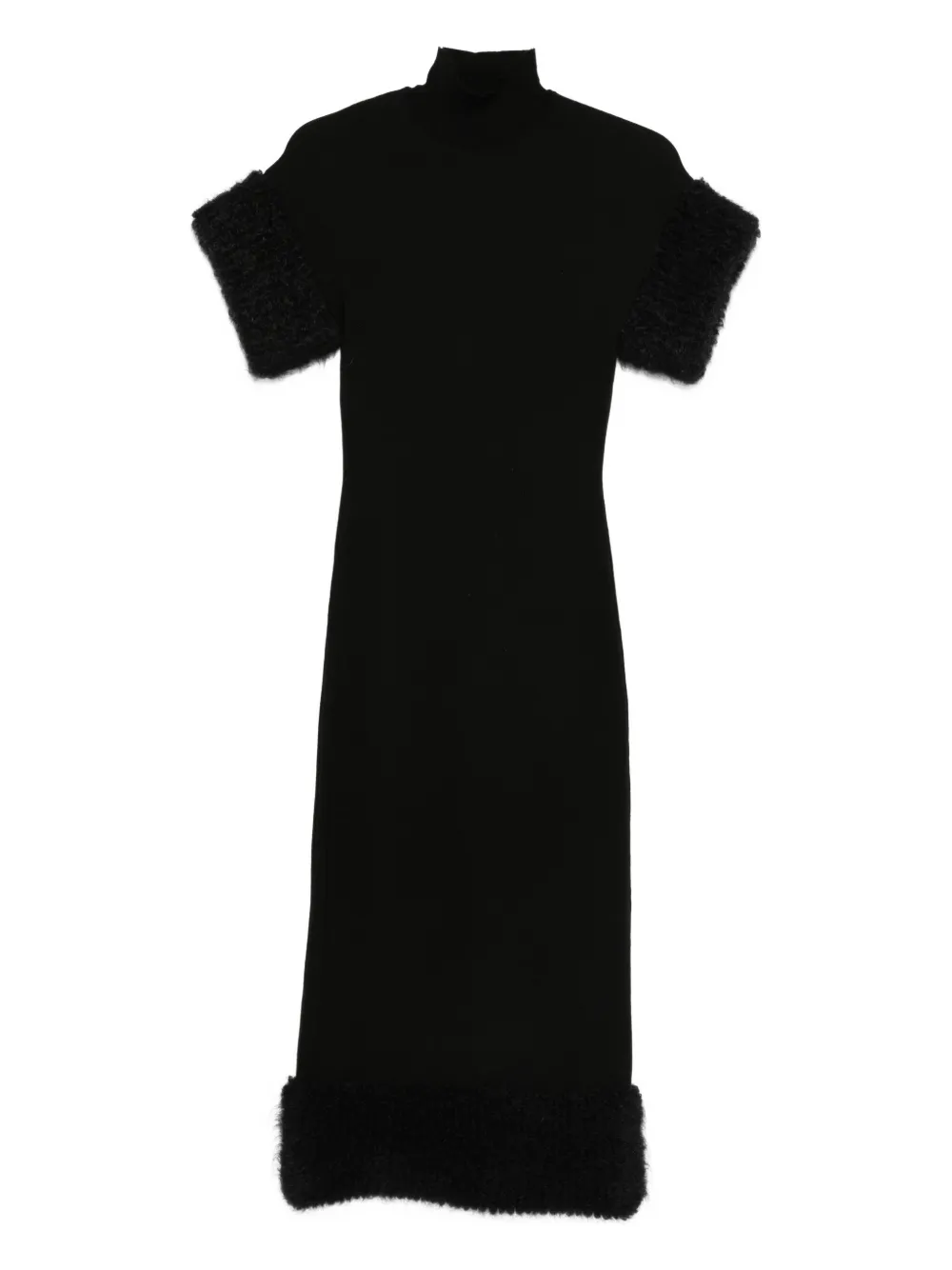 Moschino Midi-jurk met afwerking van imitatiebont en col Zwart