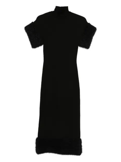 Moschino faux fur-trimmed turtleneck midi dress