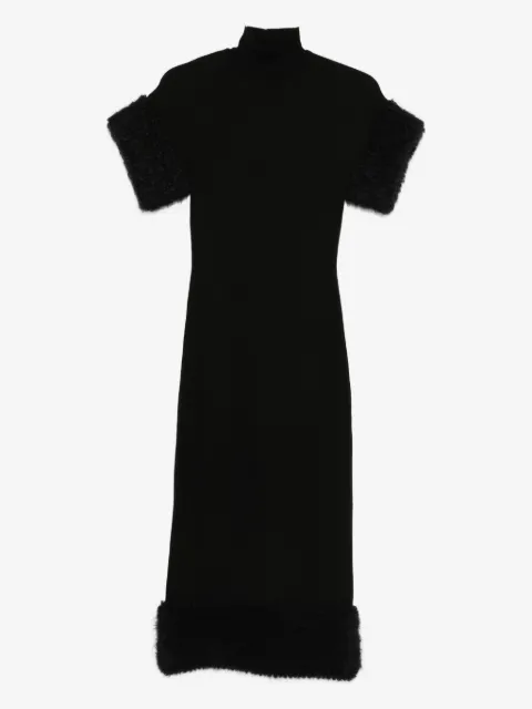 Moschino faux fur-trimmed turtleneck midi dress