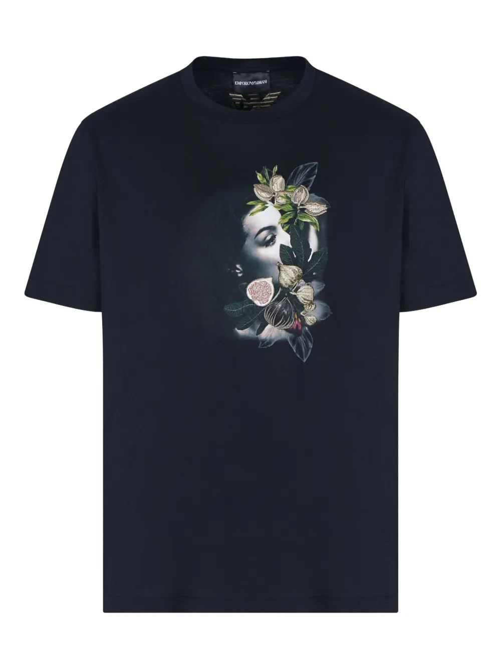 Emporio Armani T-shirt met bloemenprint en portret Zwart