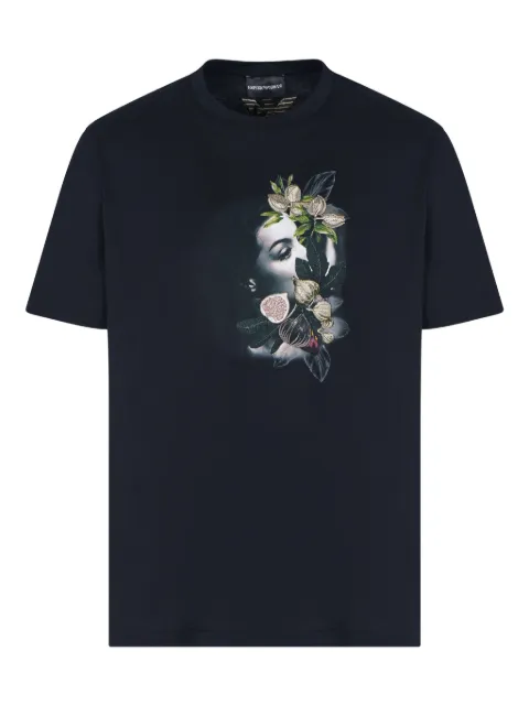 Emporio Armani floral-print portrait T-shirt