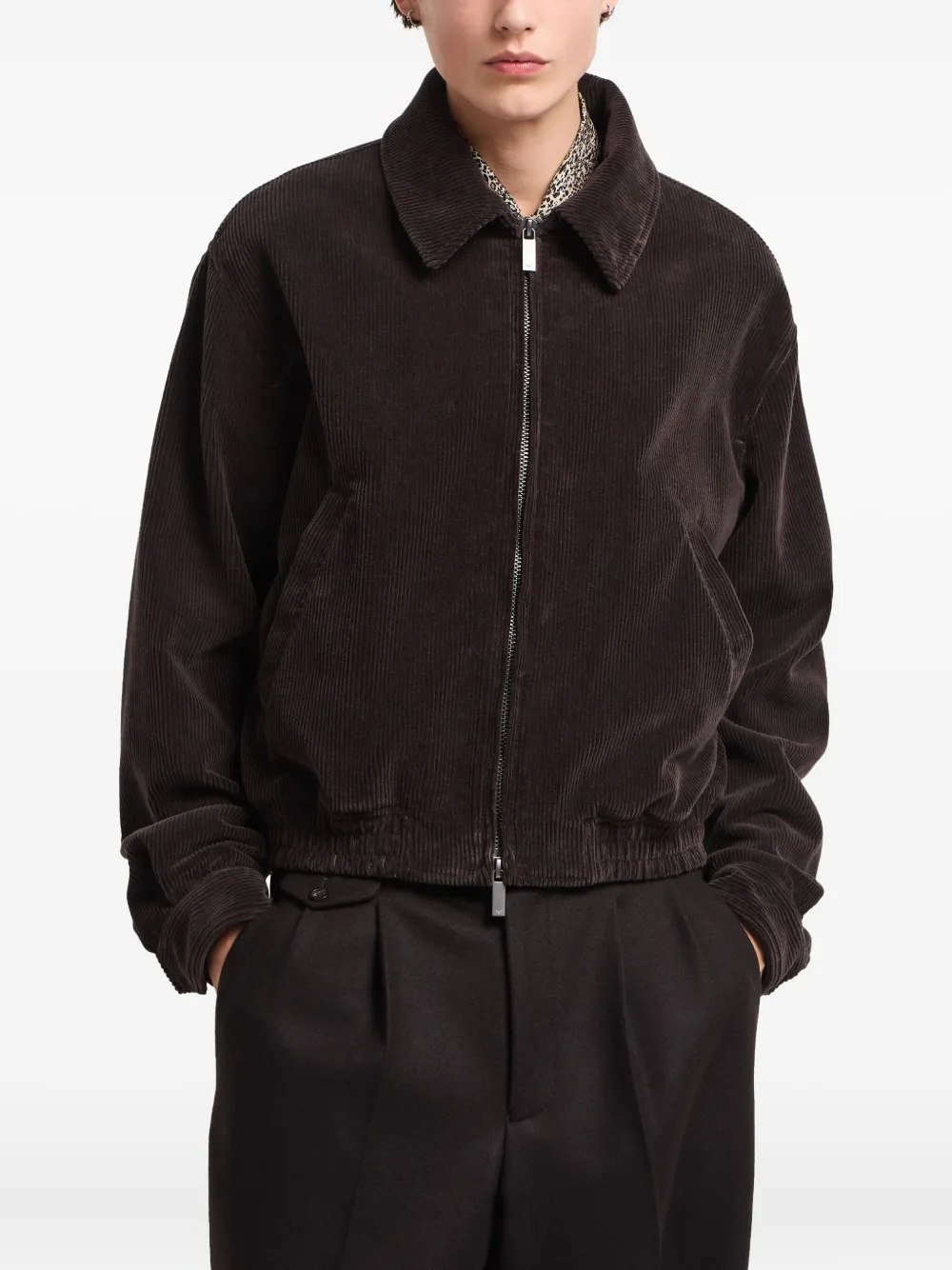 Emporio Armani Ribfluwelen shirtjack Bruin