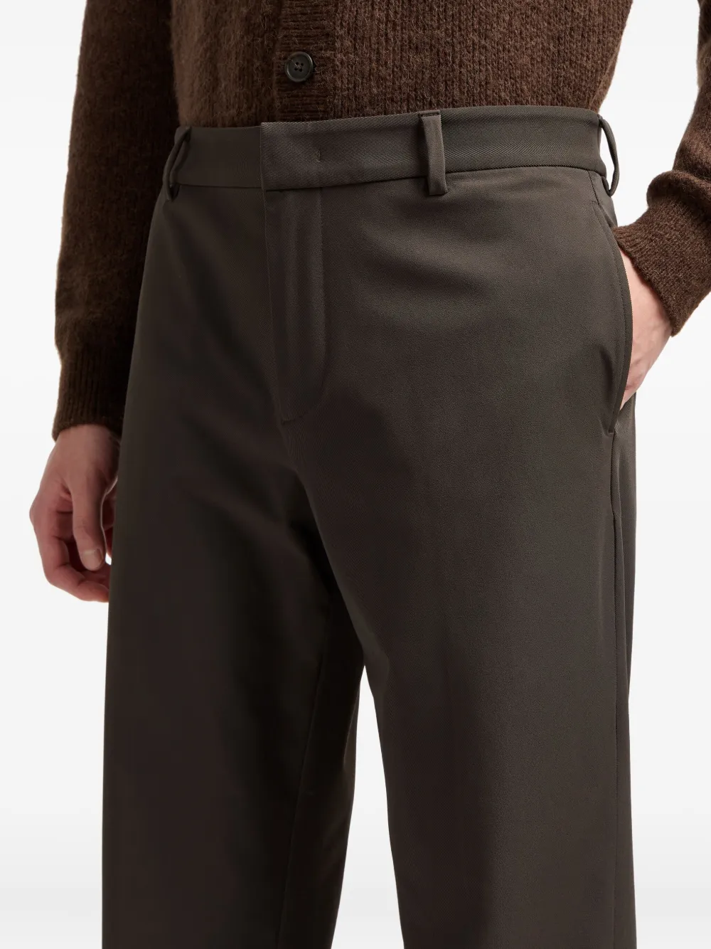 Emporio Armani L And Cashmere-blend Chino Pants In Brown