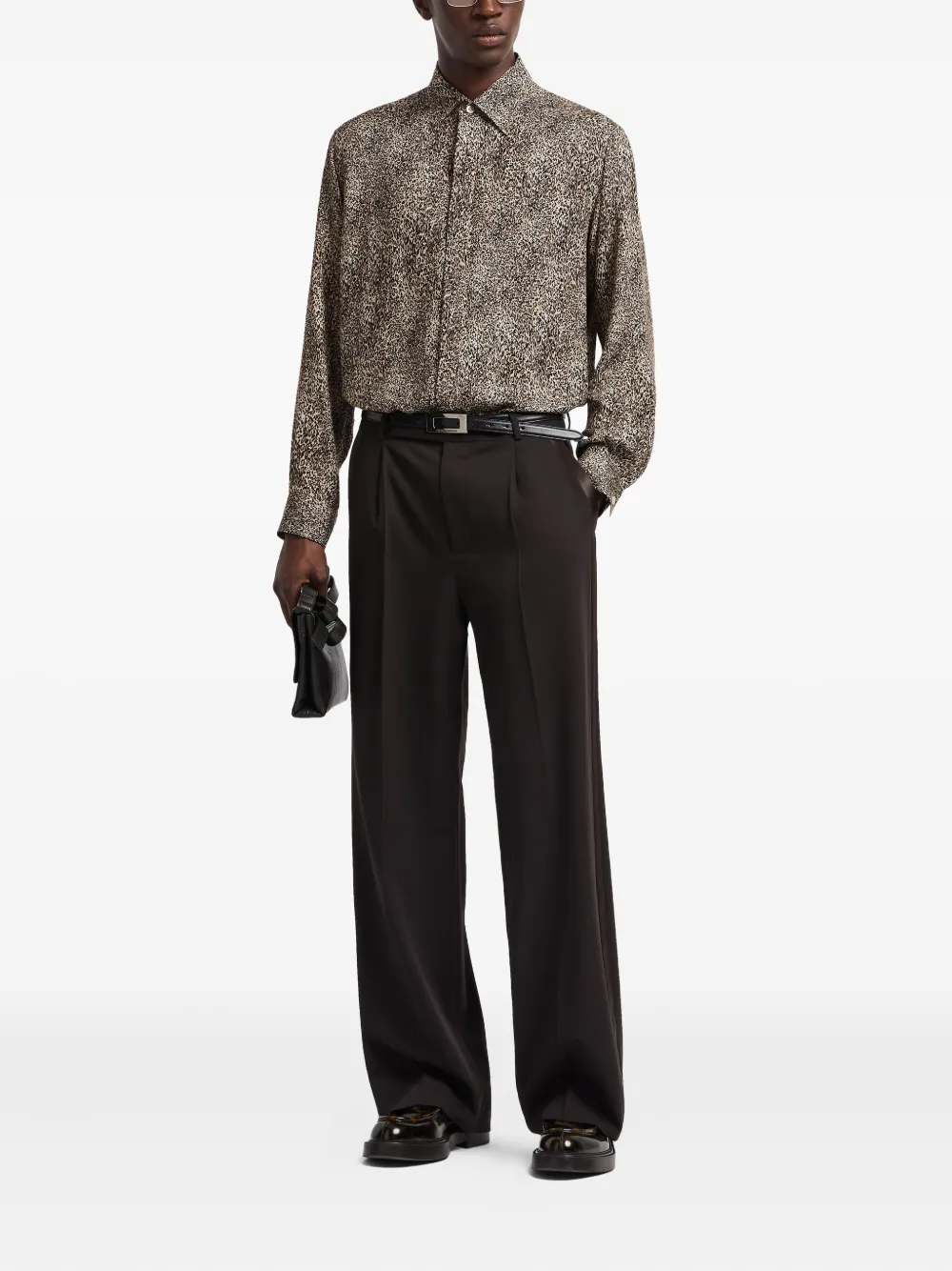 Emporio Armani Overhemd met dierenprint Beige