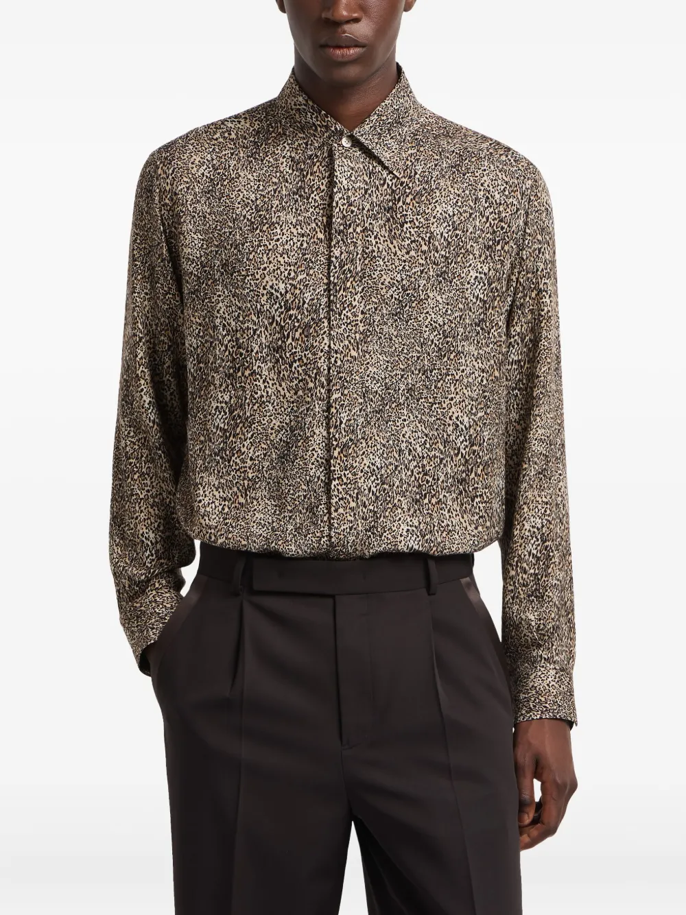 Emporio Armani Overhemd met dierenprint Beige