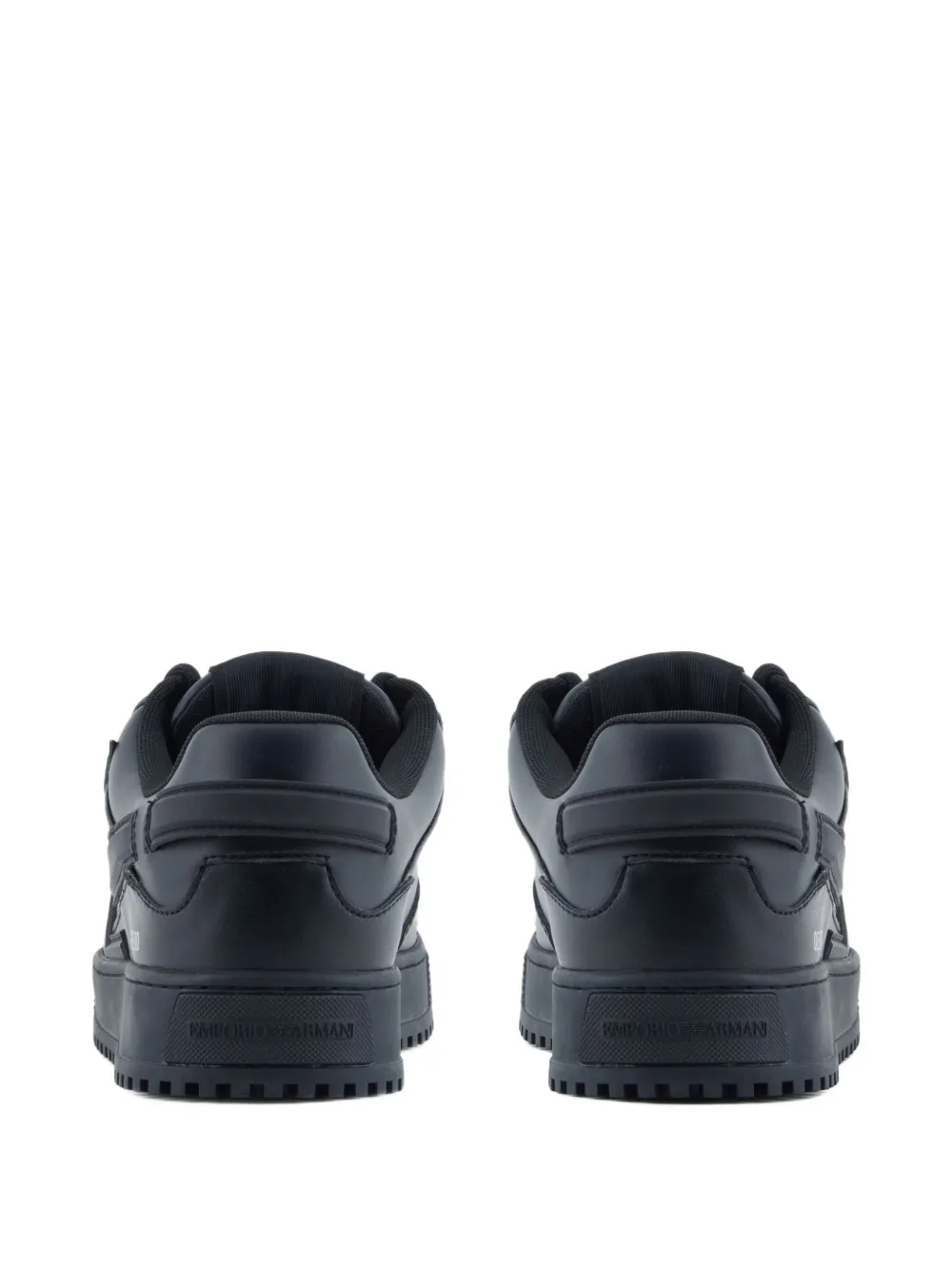Emporio Armani Leren sneakers met logo Zwart