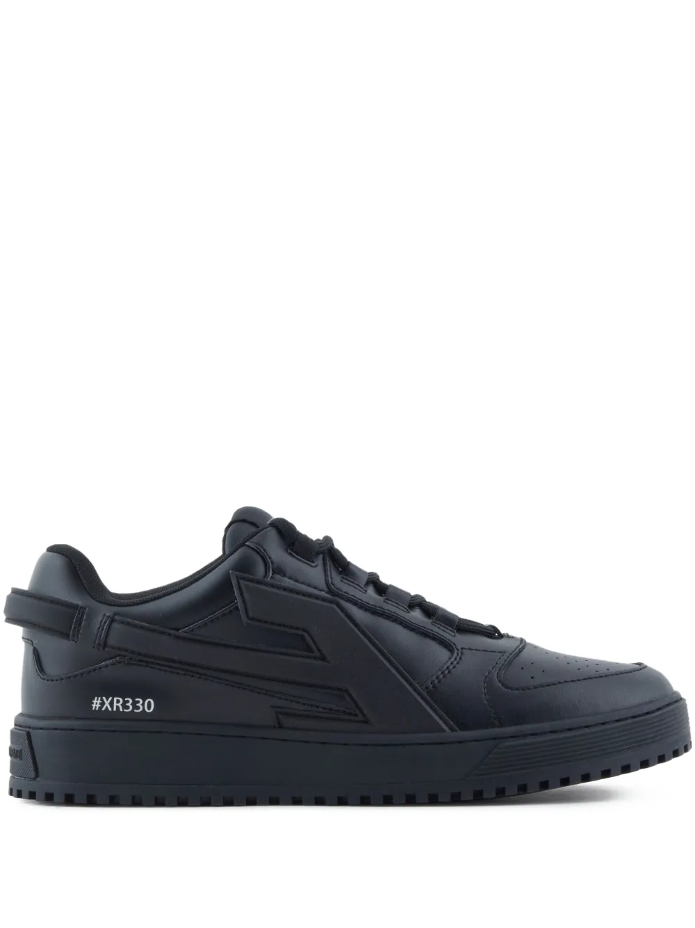 Emporio Armani Leren sneakers met logo Zwart