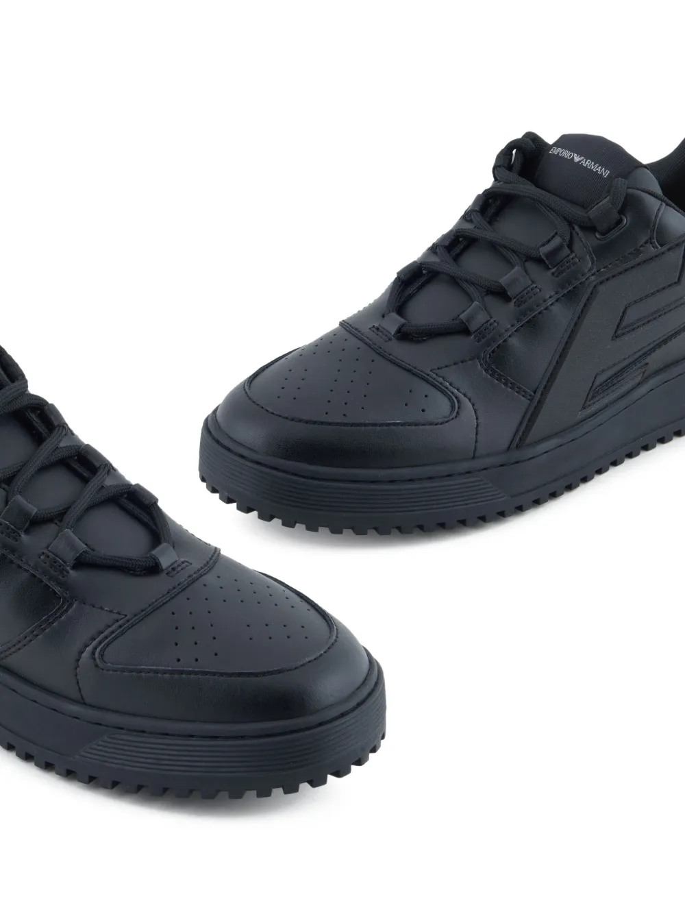 Emporio Armani Leren sneakers met logo Zwart
