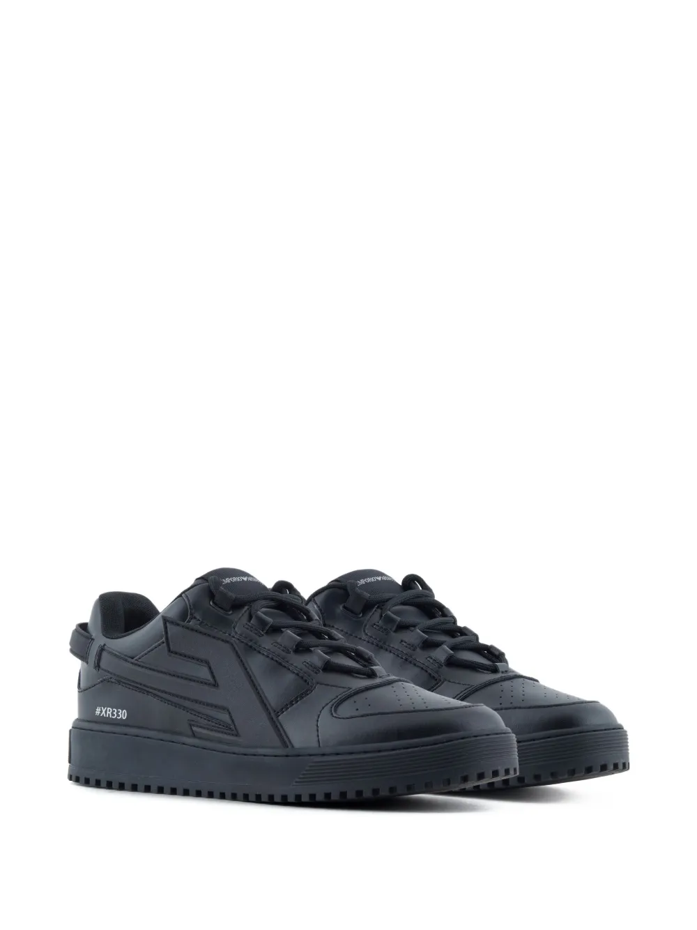 Emporio Armani Leren sneakers met logo Zwart