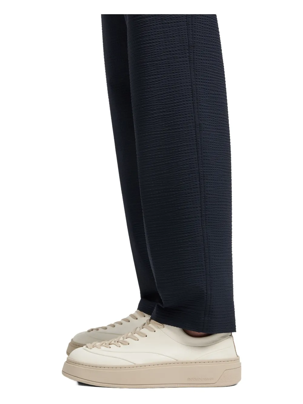 Emporio Armani textured flat-front trousers Blauw
