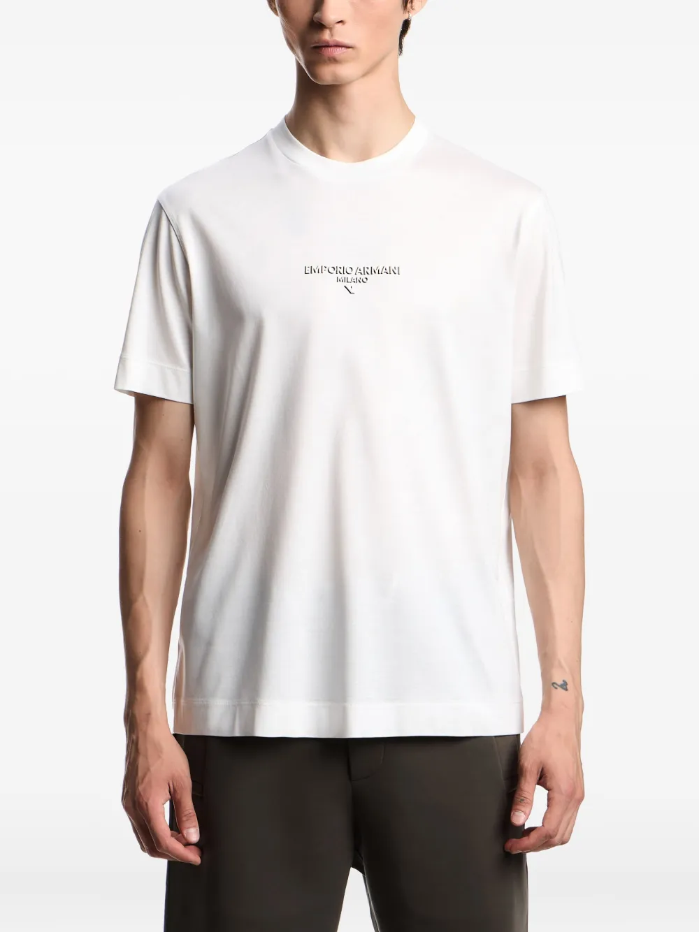 Emporio Armani T-shirt met geborduurd logo Wit