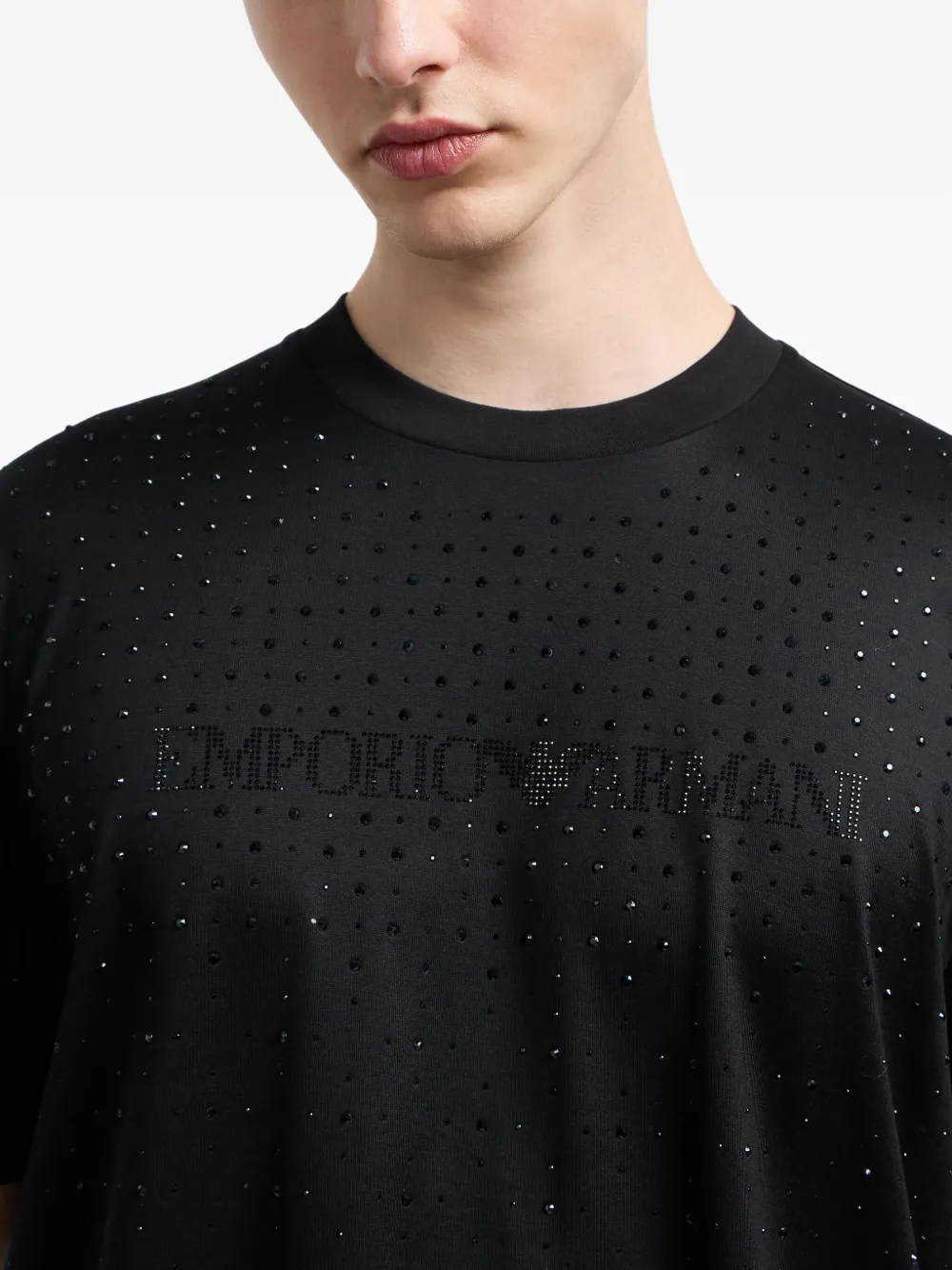Emporio Armani T-shirt verfraaid met kristallen Zwart