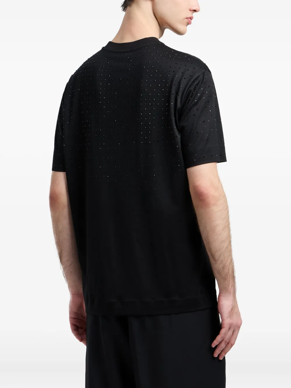 Emporio Armani T-shirt verfraaid met kristallen Zwart