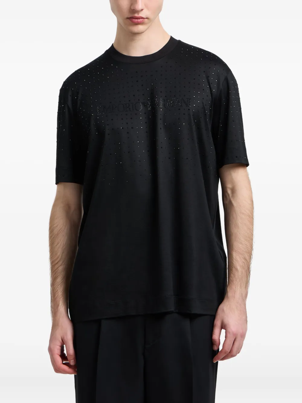Emporio Armani T-shirt verfraaid met kristallen Zwart