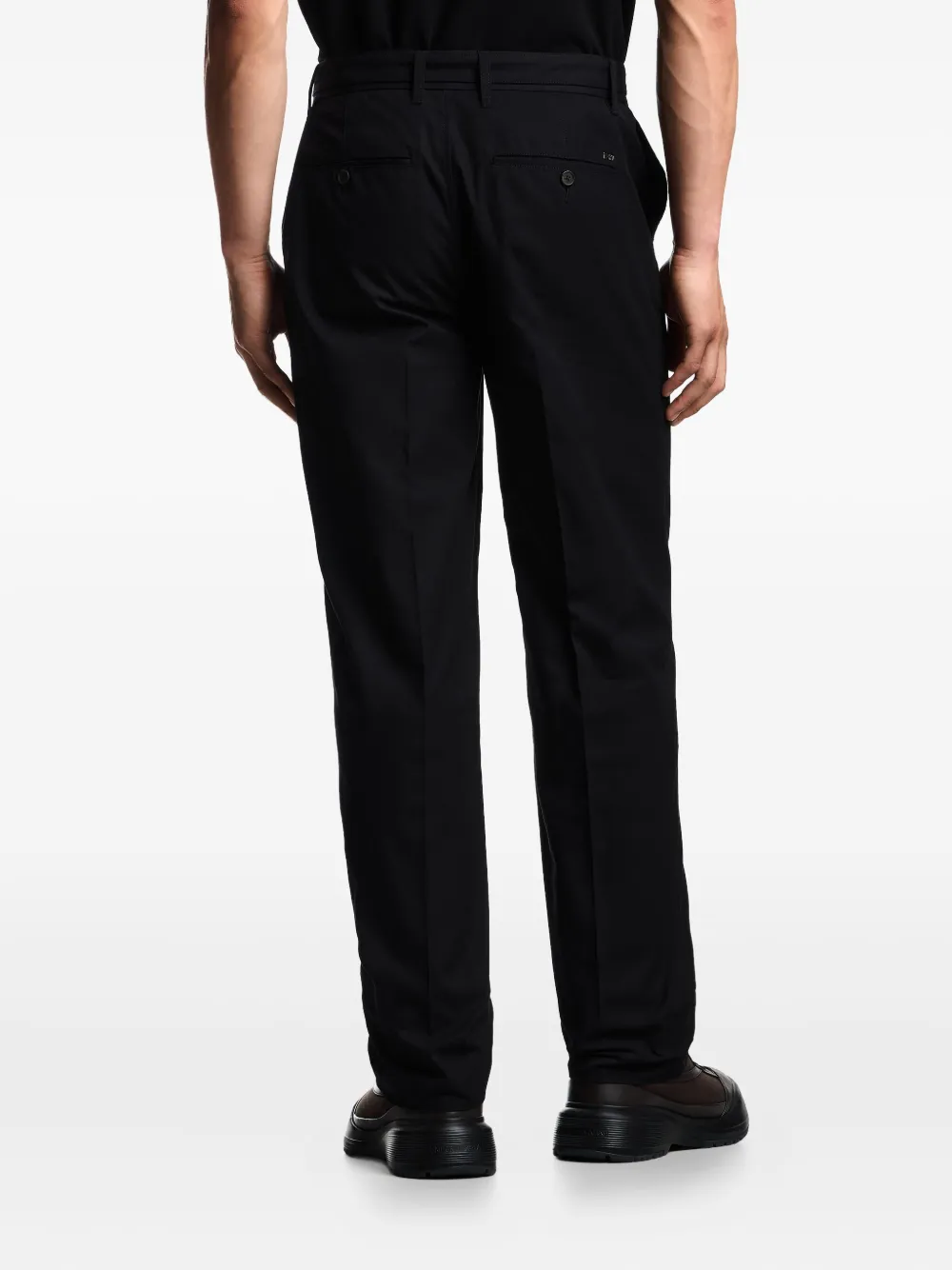 Emporio Armani Broek met ceintuur en platte voorkant Zwart