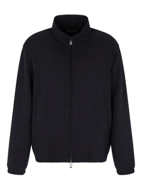 Emporio Armani waffle-textured zip-up sweatshirt