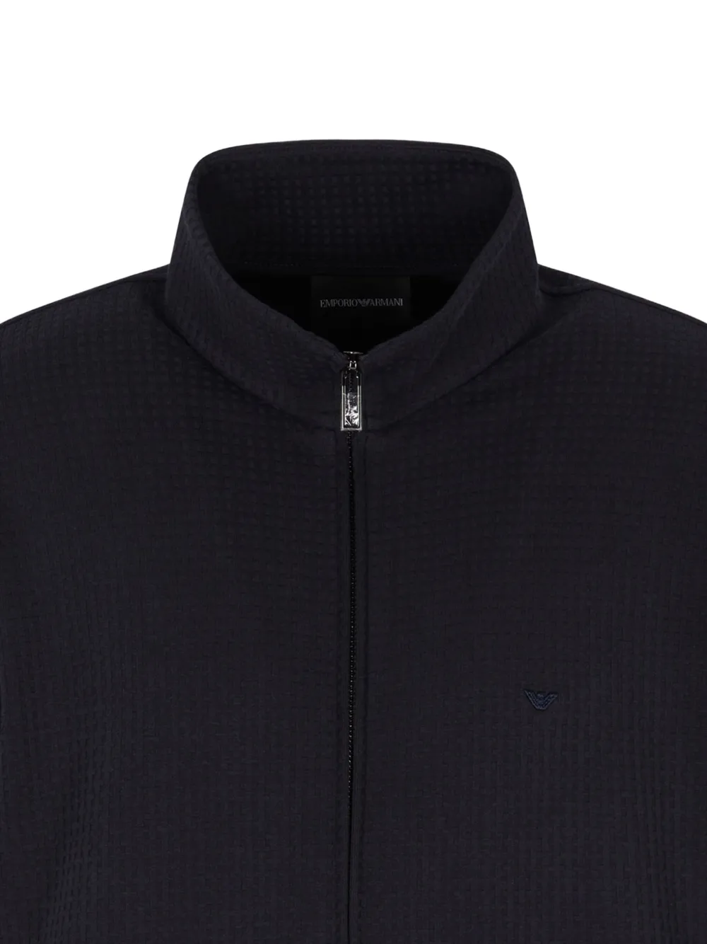 Emporio Armani Sweater met wafeltextuur en rits - Blauw
