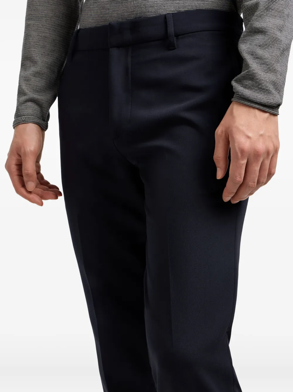 Emporio Armani Flat-front Tailored Trousers In Blue