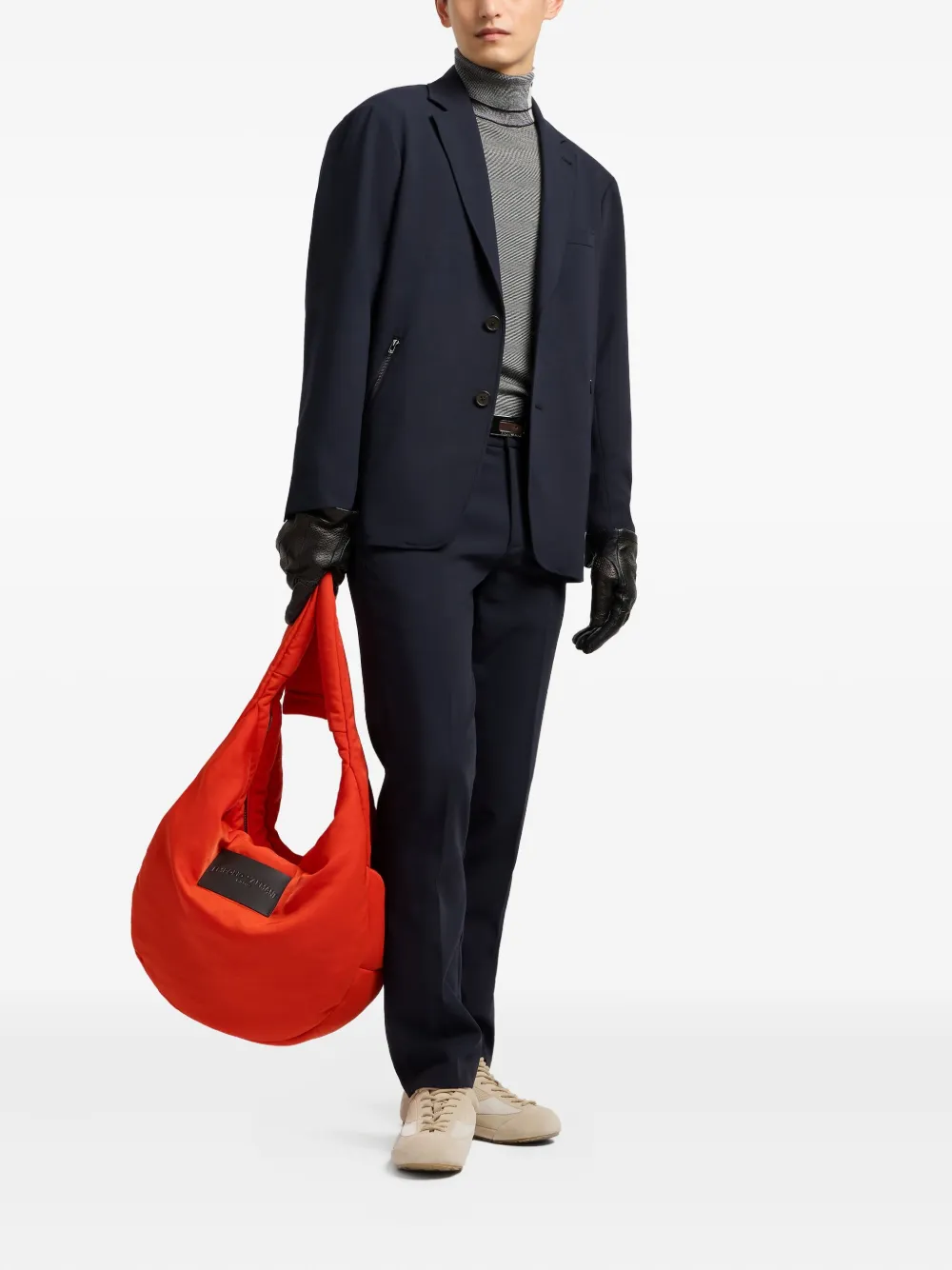 Emporio Armani Flat-front Tailored Trousers In Blue