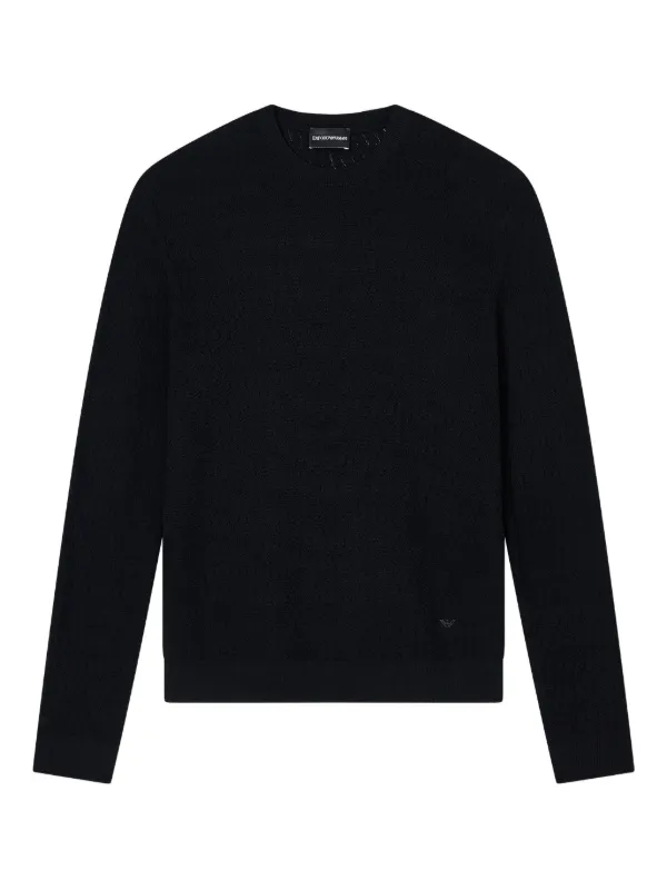 Emporio Armani Textured crew-neck Sweater Black FARFETCH GE