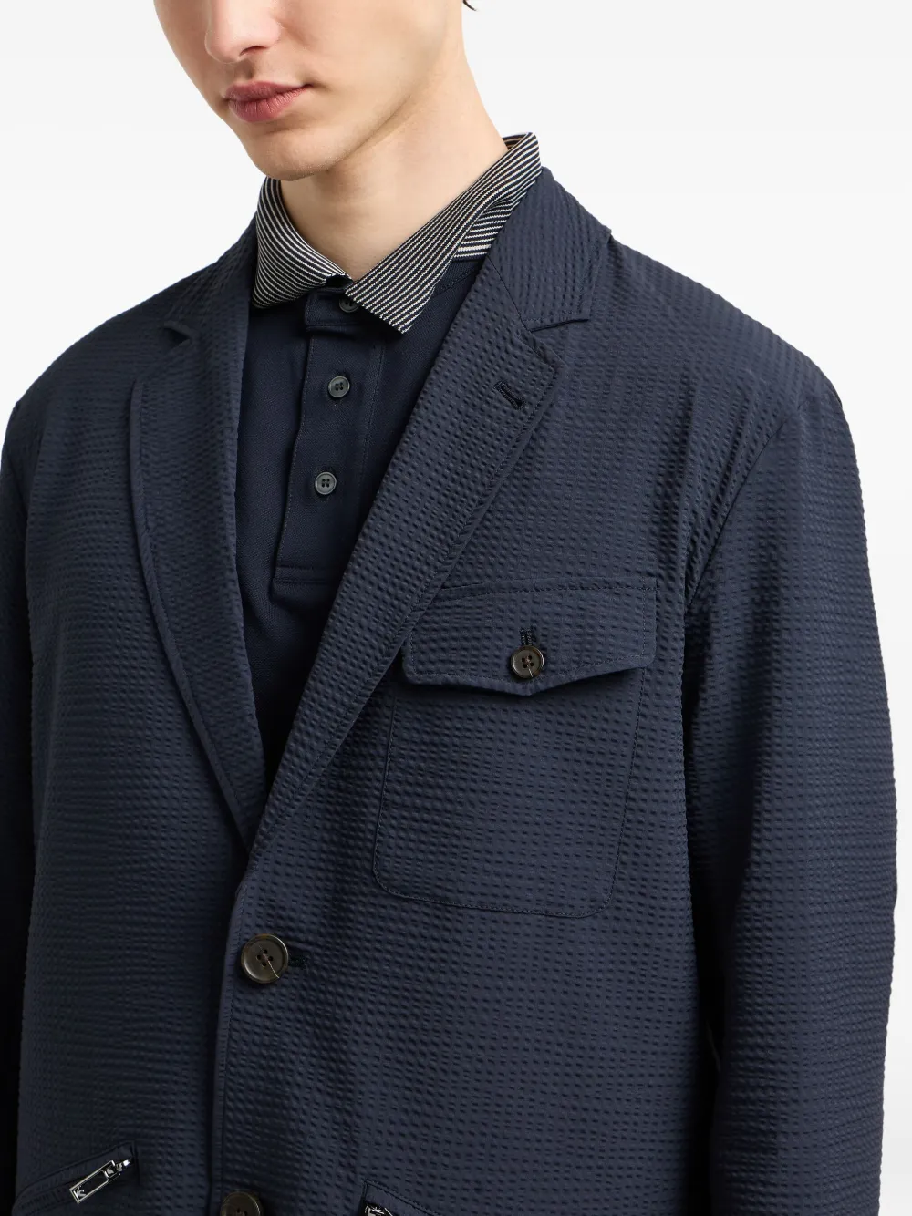 Emporio Armani Blazer met ritszakken en textuur Blauw