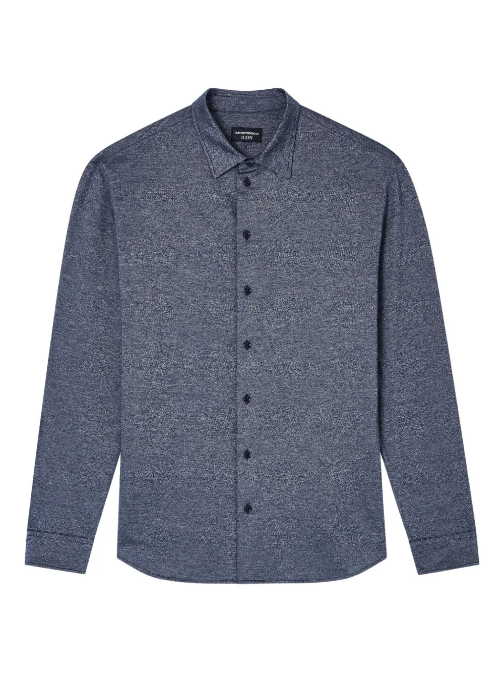Emporio Armani Textured Long-sleeves Shirt In Blue