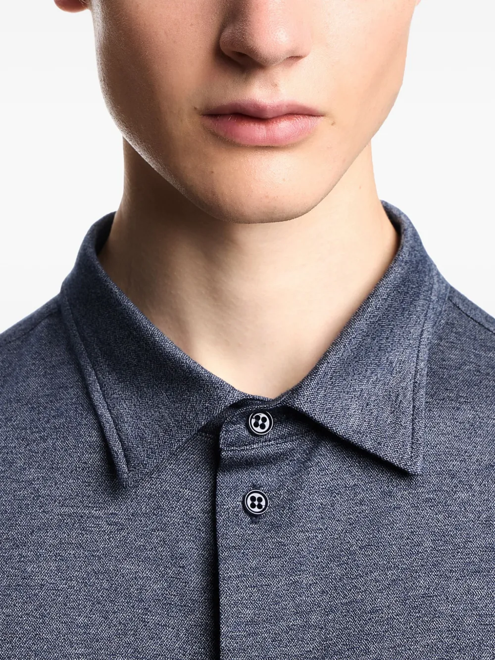 Emporio Armani Textured Long-sleeves Shirt In Blue