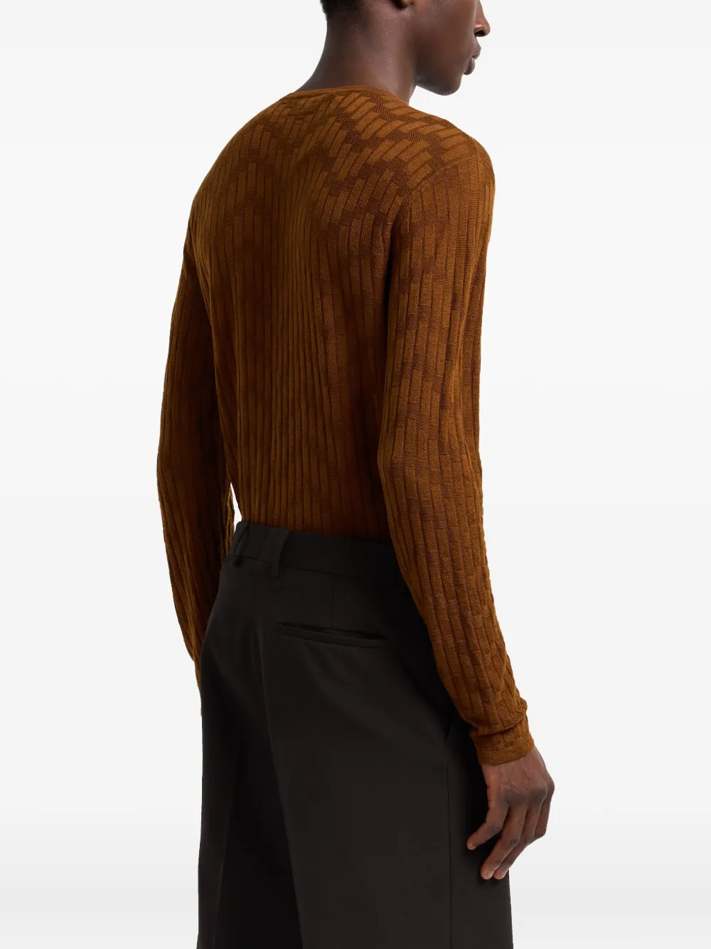 Emporio Armani Ribgebreide wollen trui Bruin