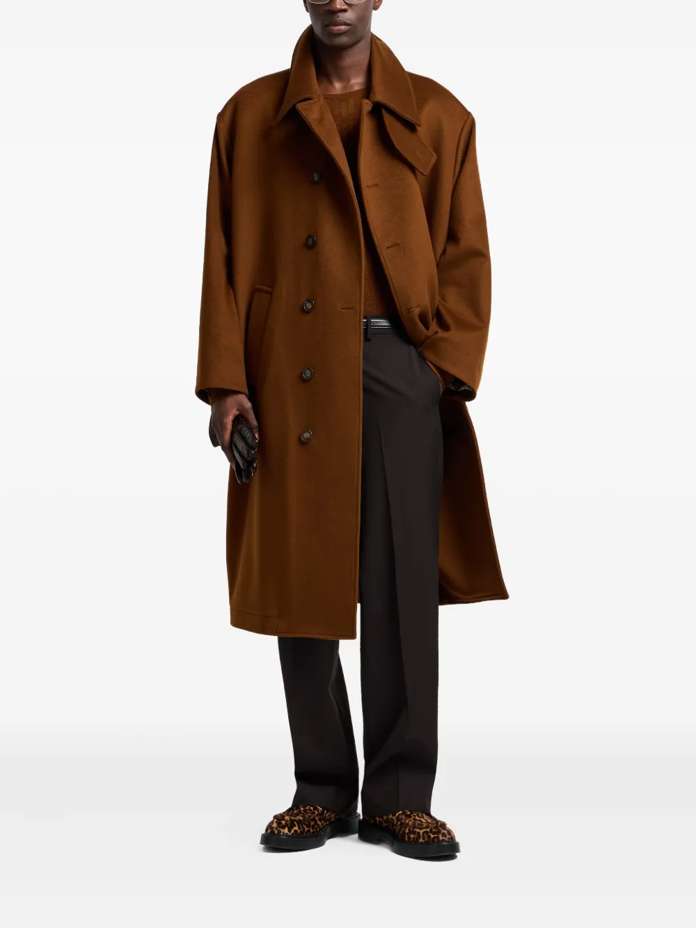 Emporio Armani Ribgebreide wollen trui - Bruin