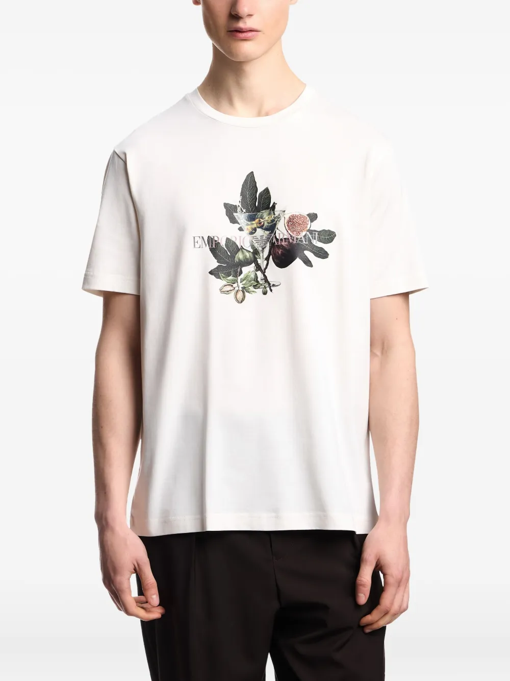 Emporio Armani T-shirt met vijgenprint Wit
