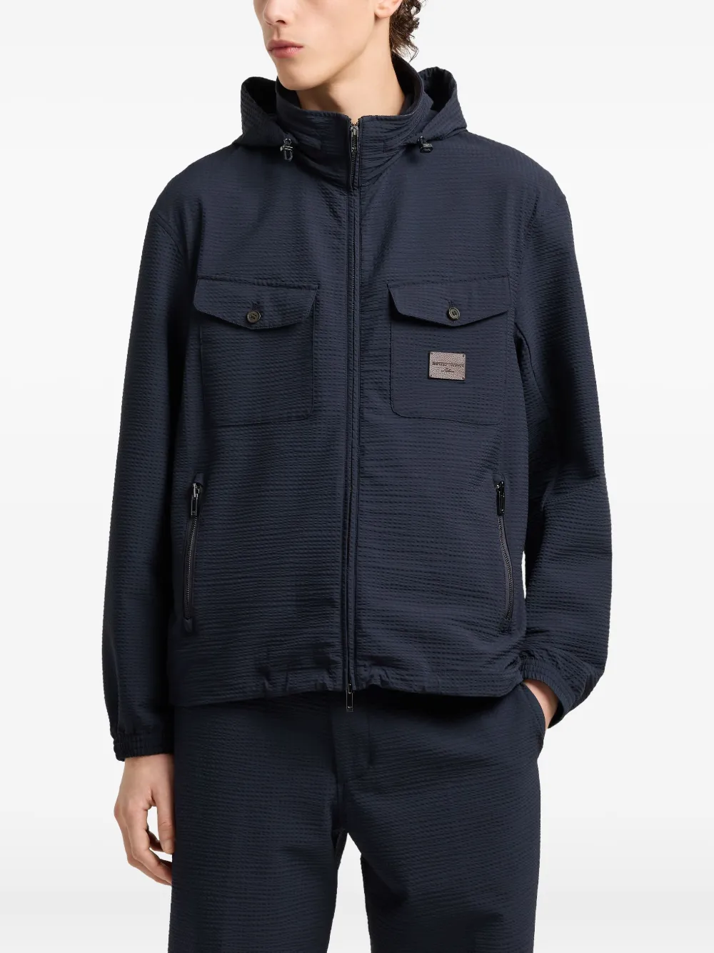 Emporio Armani Lichtgewicht jack met capuchon Blauw
