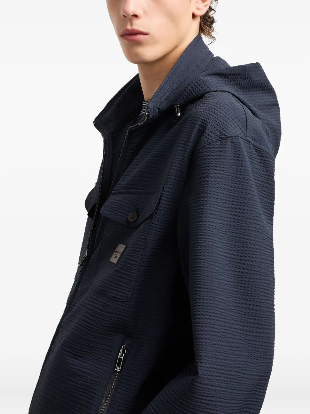 Emporio Armani Lichtgewicht jack met capuchon Blauw