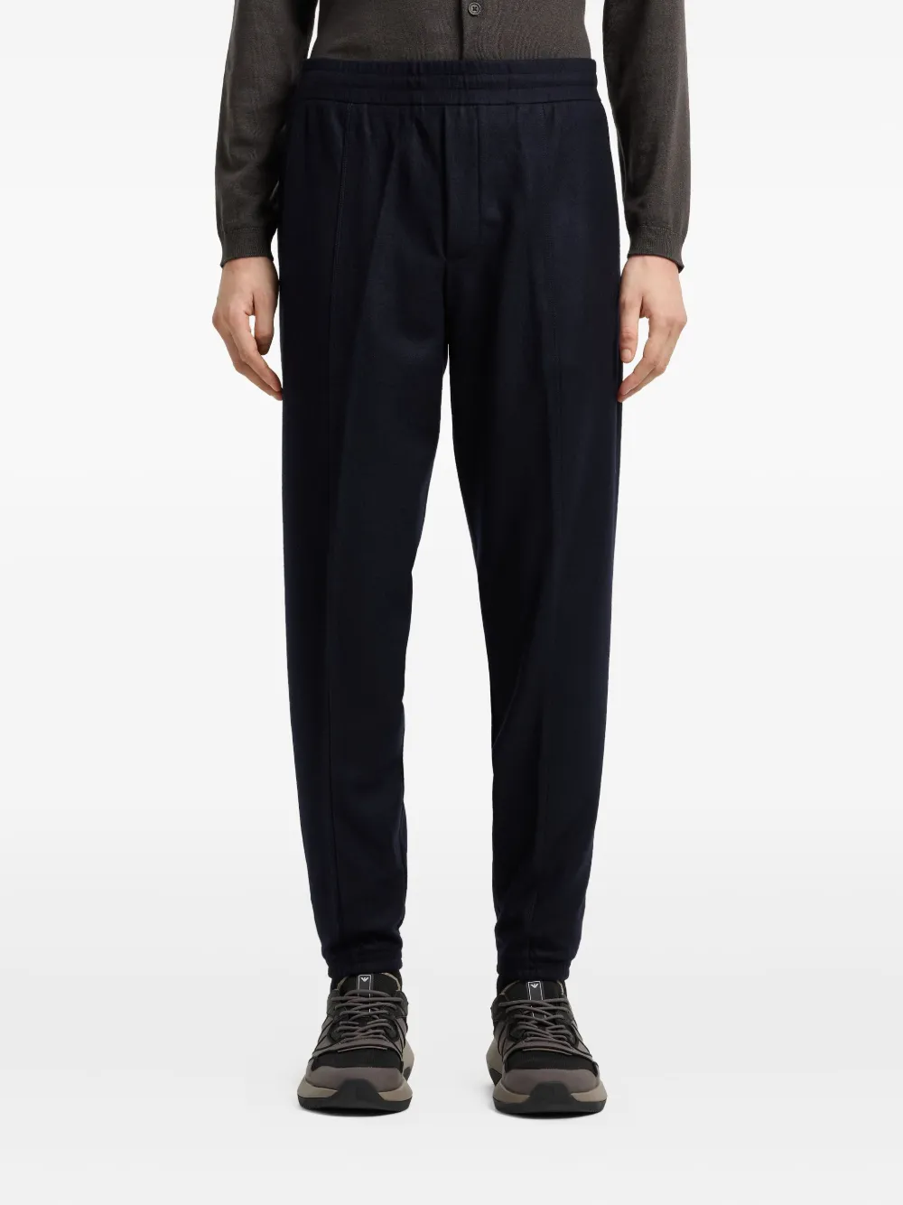 elasticated-waist wool trousers