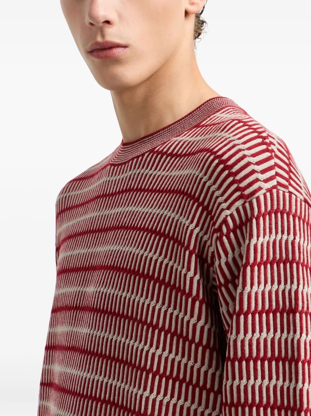 Emporio Armani Wollen trui met geometrisch patroon Rood