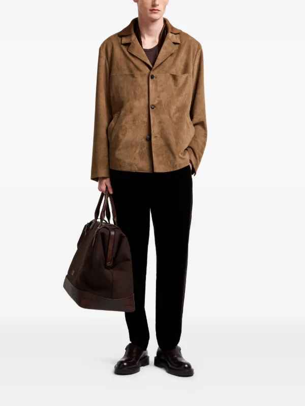 Emporio Armani button-fastening Suede Jacket | Neutrals | FARFETCH