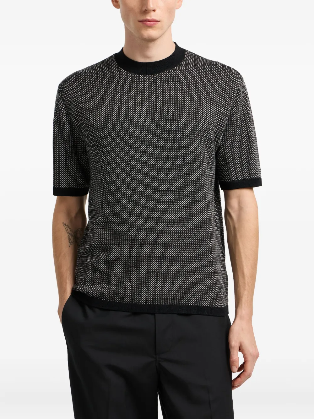 Emporio Armani Trui met patroon en korte mouwen Zwart