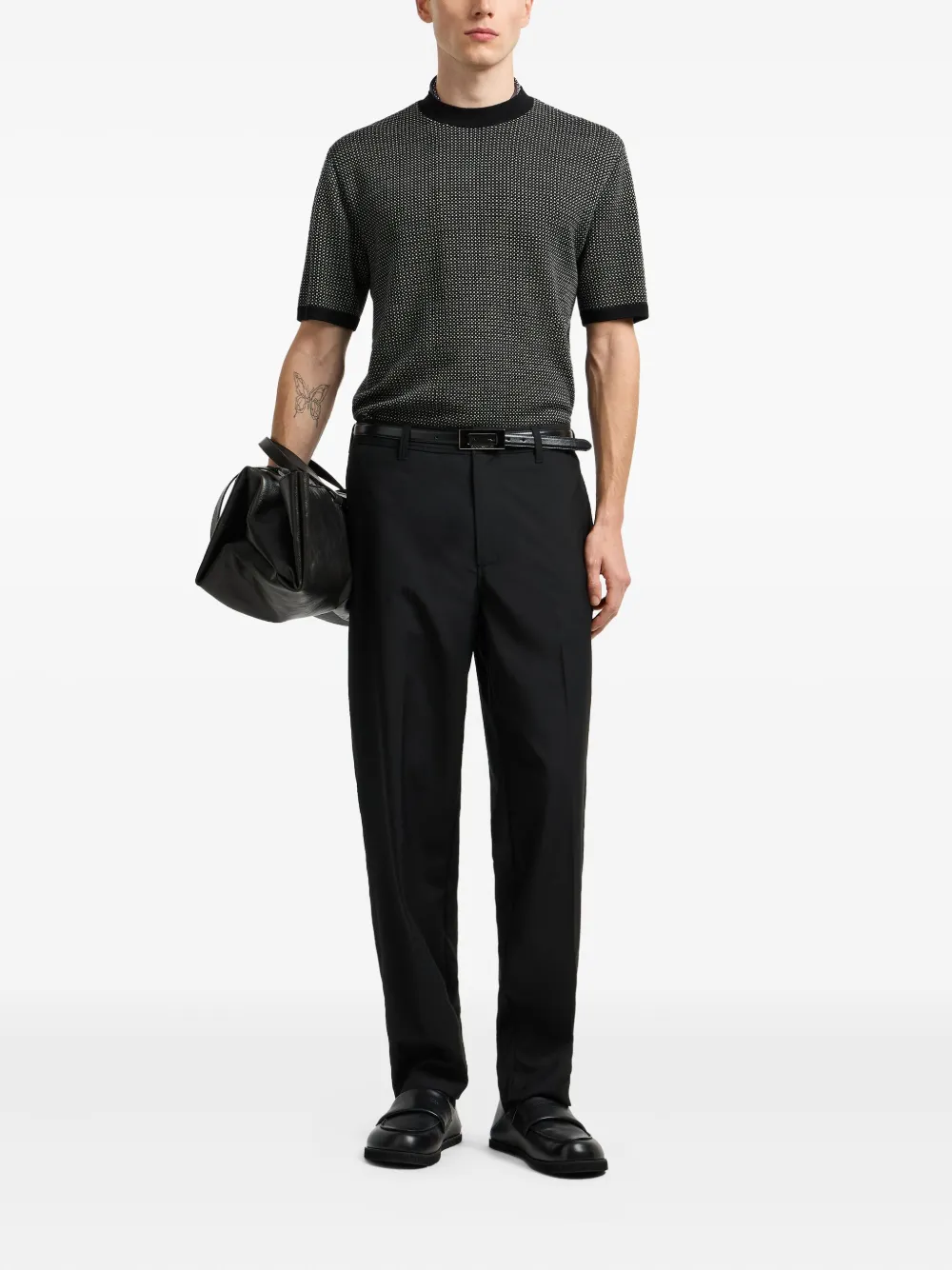 Emporio Armani Trui met patroon en korte mouwen Zwart