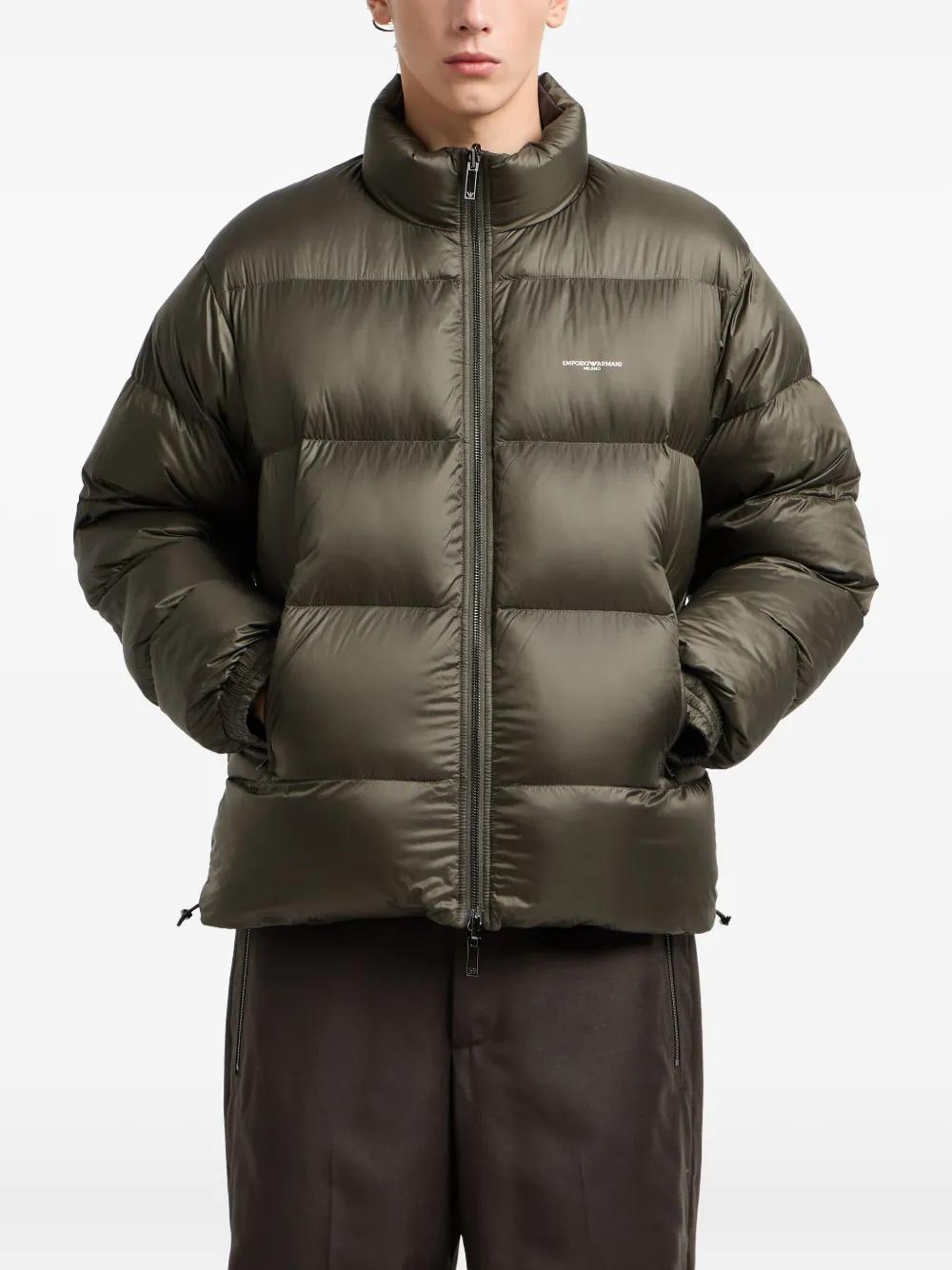 Emporio Armani Omkeerbaar gewatteerd jack met hoge hals Groen