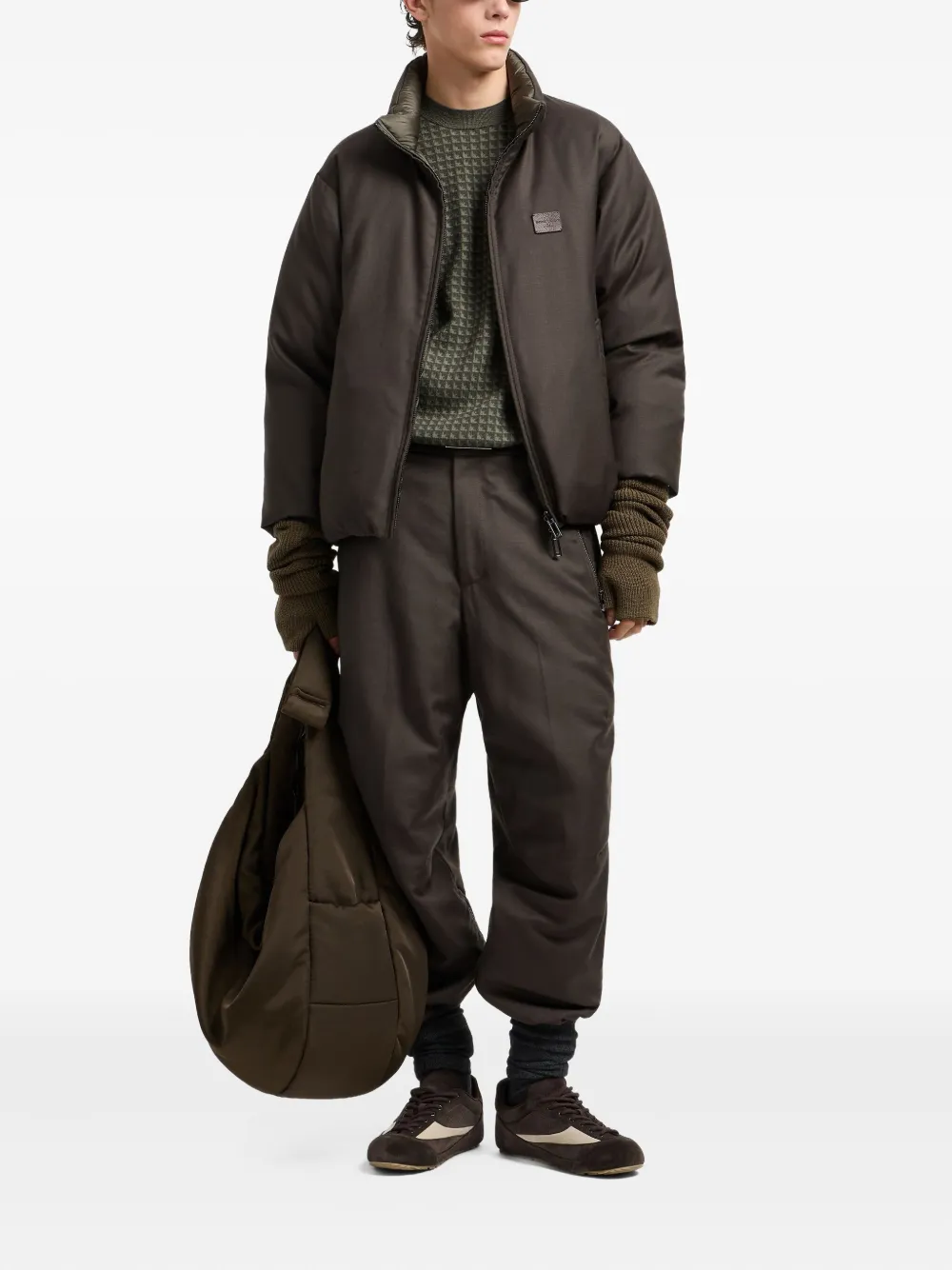 Emporio Armani Omkeerbaar gewatteerd jack met hoge hals Groen