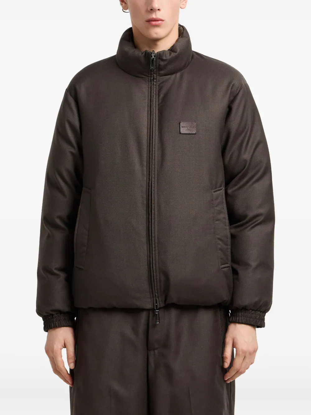 Emporio Armani Omkeerbaar gewatteerd jack met hoge hals Groen