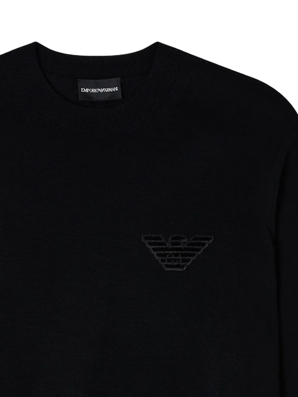 Emporio Armani Sweater met ronde hals en logo - Zwart