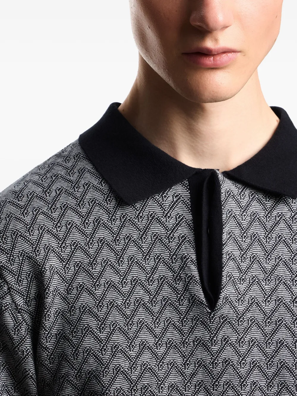 Emporio Armani Poloshirt met chevron-patroon Blauw