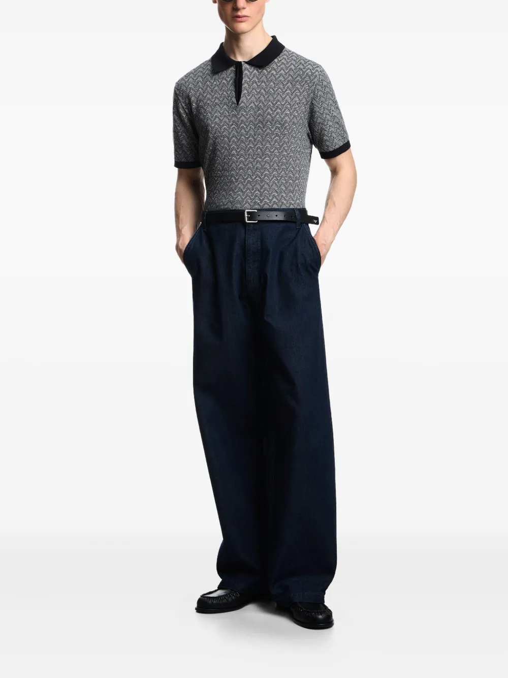 Emporio Armani Poloshirt met chevron-patroon Blauw