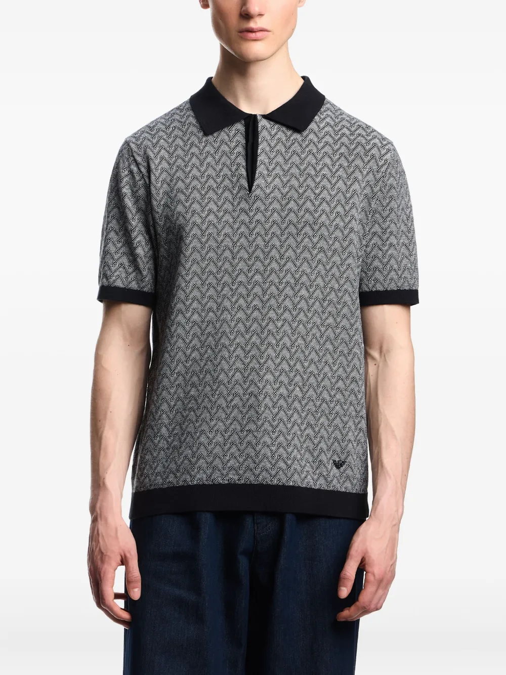 Emporio Armani Poloshirt met chevron-patroon Blauw