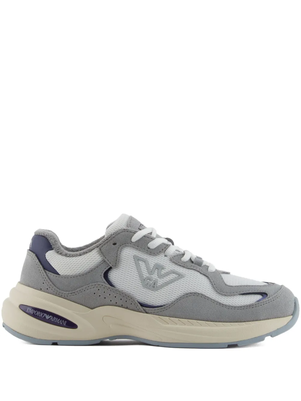 Emporio Armani eagle-logo mesh sneakers Grey
