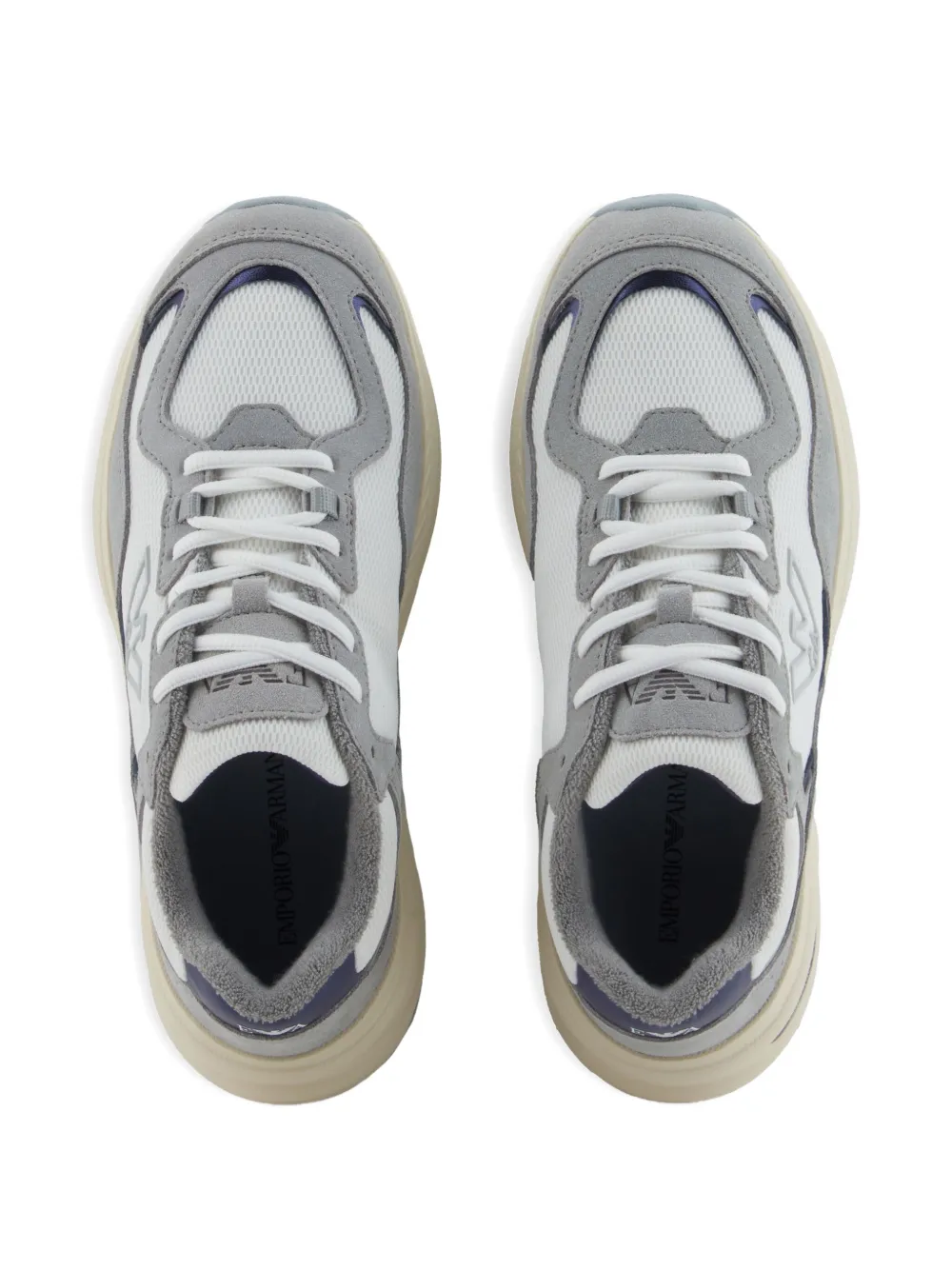 Emporio Armani eagle-logo mesh sneakers Grey