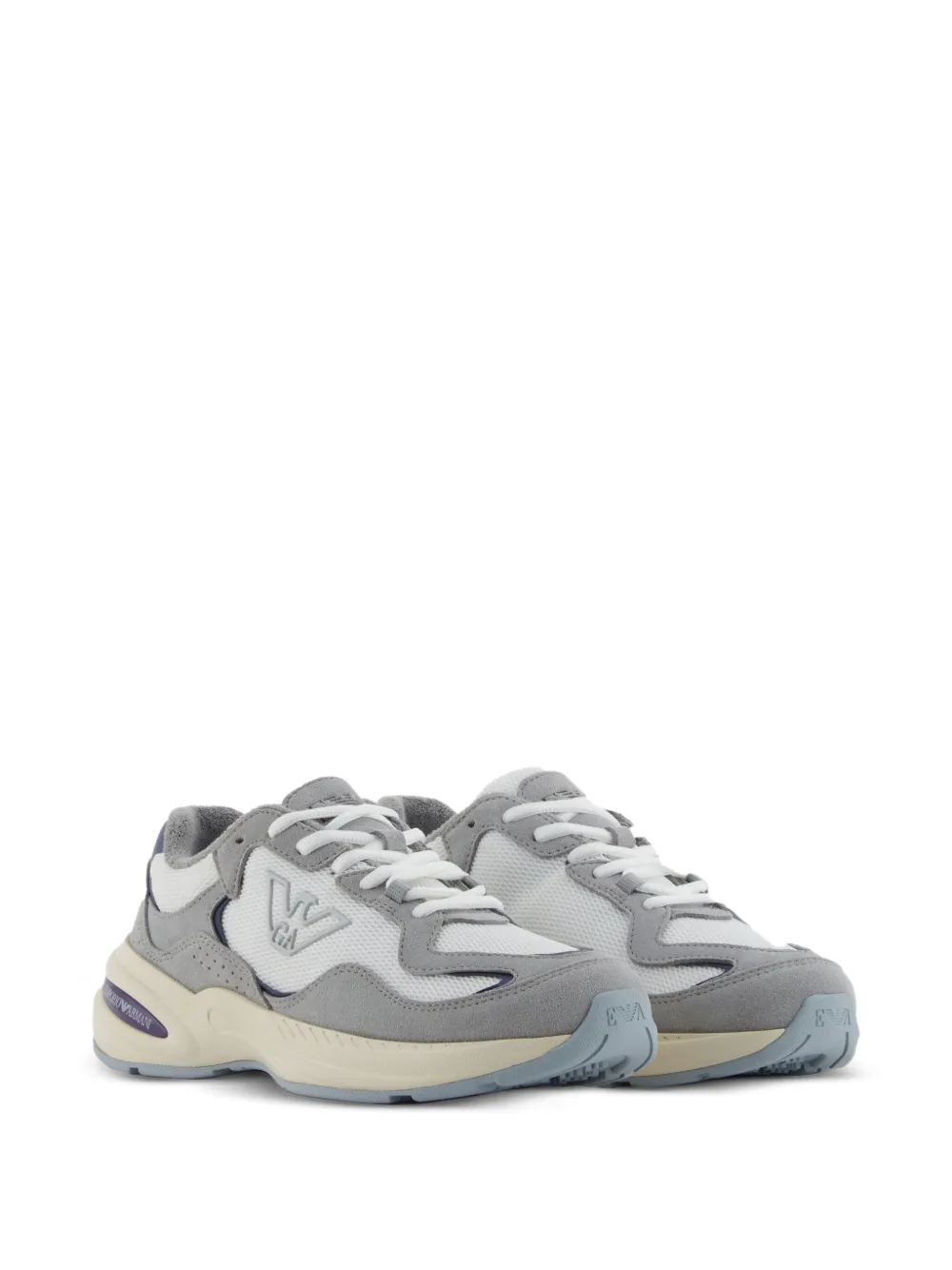 Emporio Armani Mesh sneakers met logo - Grijs
